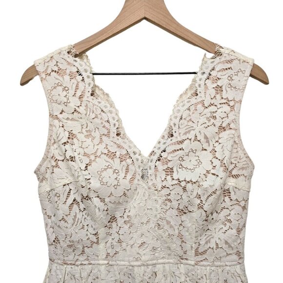 Lulu's Love Swept White Lace Midi Skater Dress With Pockets Sz S - Picture 3 of 10